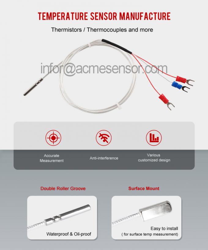 Thermistor Pt100 Temperature Sensor Pt1000 Rtd Probe Seamless 304
