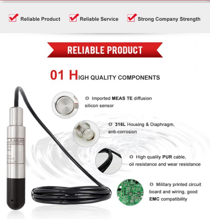 3M Submersible Level Sensor 420ma Electrode Diesel Fuel Tank Level Sensor